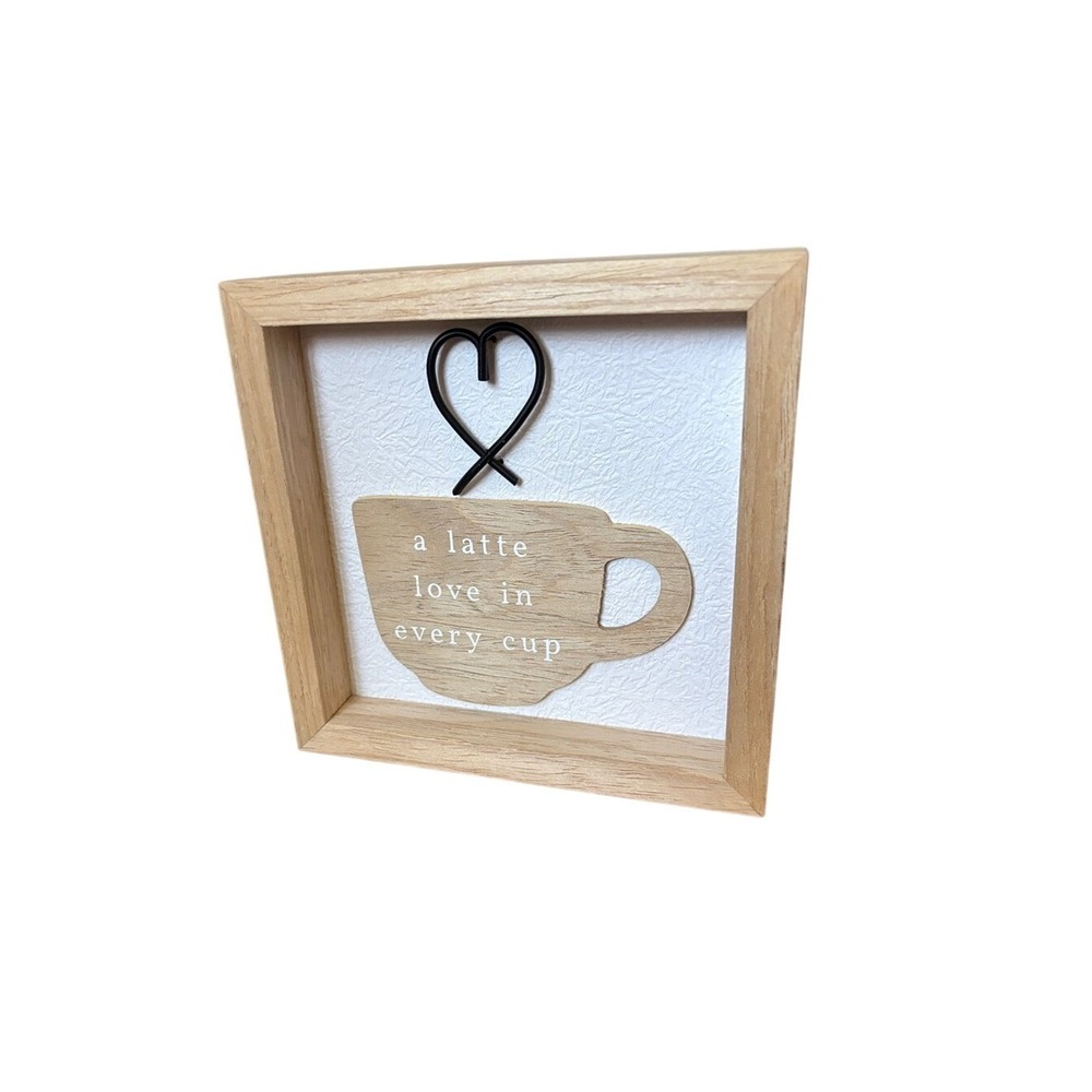 Coffee Bar Rustic A Latte Love in Every Cup Sign Decor Wall Hanging 6" GIFT NEW